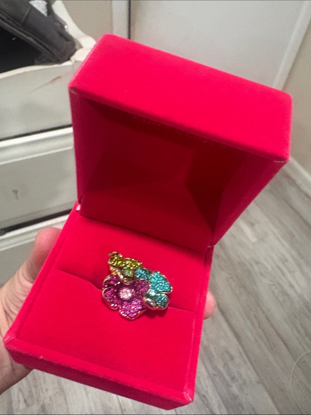 Swarovski Mixed Cuts, Multicolored vibrant Flower Ring new